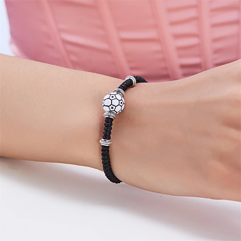 Charm Football Soccer Rugby Bracelet For Men Women Handmade Woven Rope Adjustable Chain Friendship Jewelry Gift Wholesale