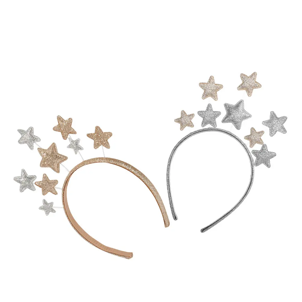 

2pcs Kids Hair Hoops Star Headbands for Girls Glitter Metal Edge Party Accessories Women Kids Crown Hair Decorations