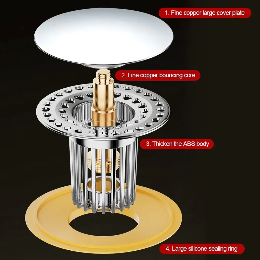 

Пластиковый сливной фильтр для пола, сетчатый ловушка для волос, противозасоряющийся умывальник, уплотнительная крышка для отскока, многофункциональный всплывающий сливной фильтр