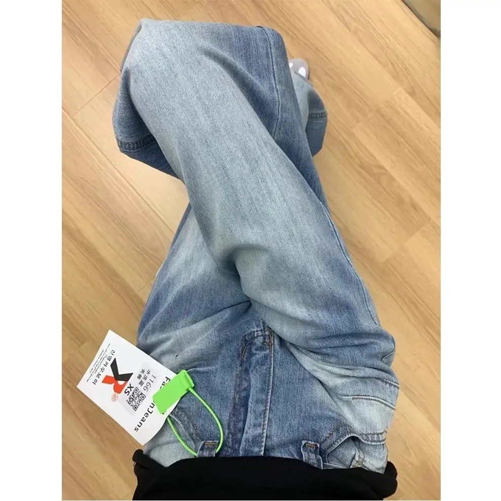 

Y2K High Waist Jeans Women Washed White Wide Leg Trousers Narrow Straight Cut Loose Fit Versatile Long Slim Pants