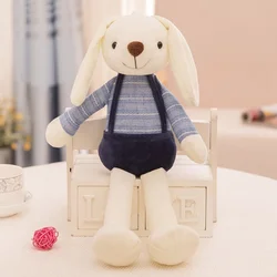 40CM Colorful Candy Long Ear Rabbit Plush Toy Cute Wall Overalls Turned Rabbit Doll Children's Christmas Birthday Gift