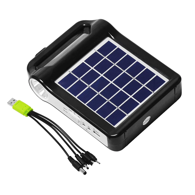 Solar Panel Power USB Charger Storage Generator Home System Kit Rechargeable 9W 2400mAh Portable ABS Solar Generator System