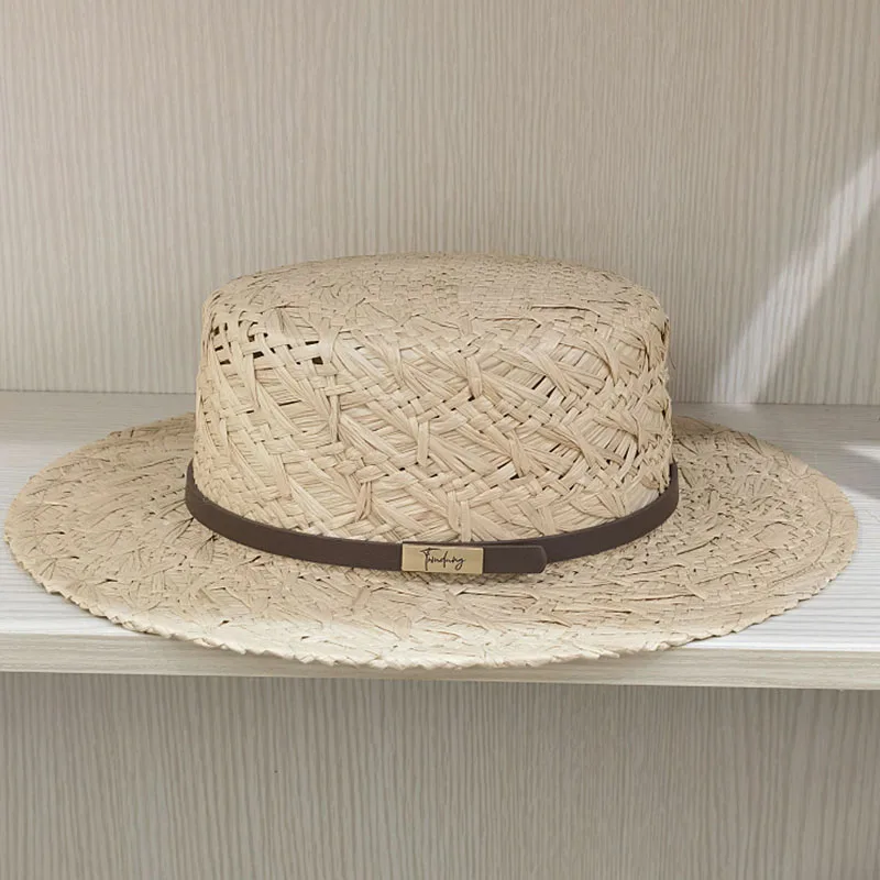 Women Summer Hats Wide Brim Boater Hat Straw Sun Hat with Leather Band Fedora Hat Beach Hat