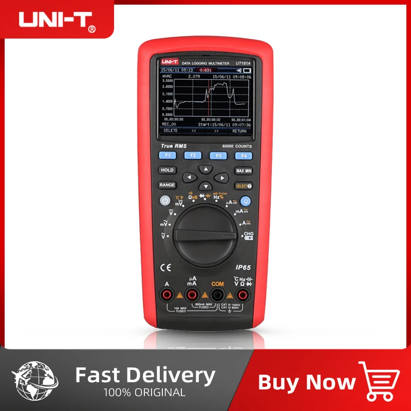 UNI-T True RMS Datalogging Multimeter UT181A Dual Temperature Measurement Low Pass Filter Peak Hold Data Logging 20000