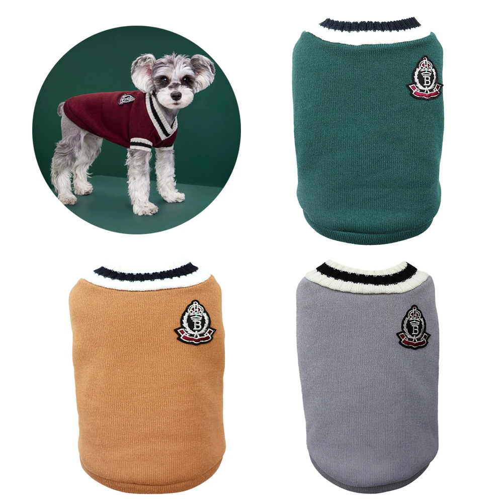 Dog Clothes Autumn Winter Warm Vest Jacket For Small Medium Dogs Cat Pet College Style Sweater Chihuahua Pug Puppy Clothing