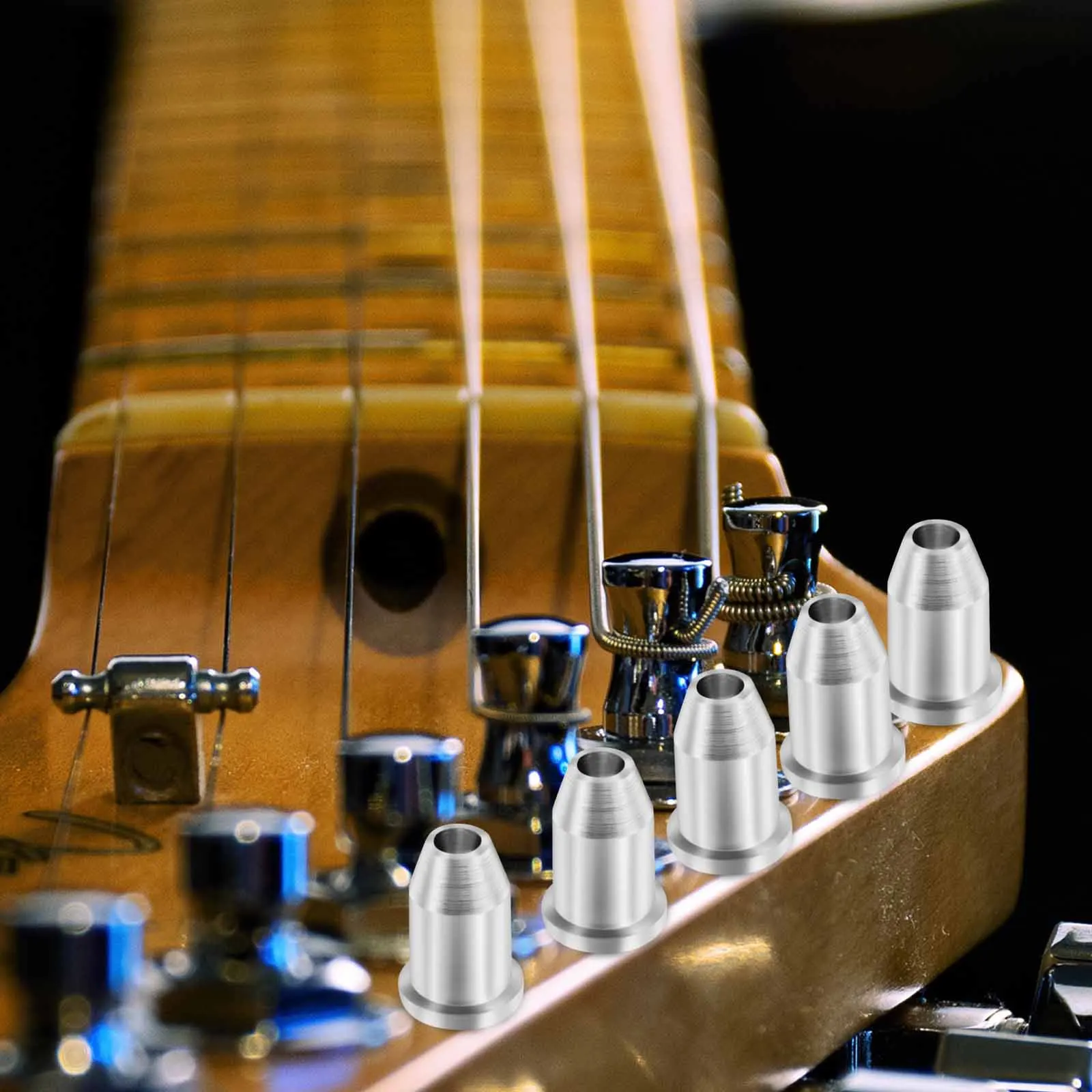 

6pcs Alloy String Ferrules Electric Guitar Caps String Retainers Rust Resistant Guitar Parts for Players Bands Learners