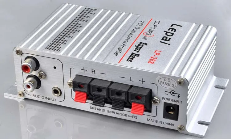 Lepai268 Small Audio Amplifier 100W 12V No Boot Noise HiFi Power Amp 2 Channels