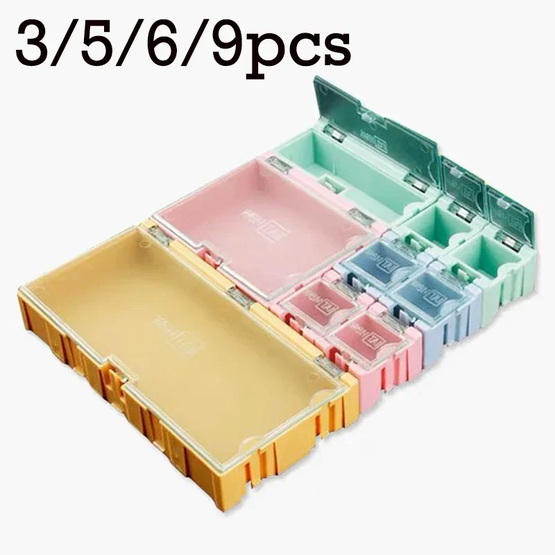 3/5/6/9pcs SMD SMT IC Electronic Component Mini Storage Box Resistance Capacitance Container Box Small Component Tool Case