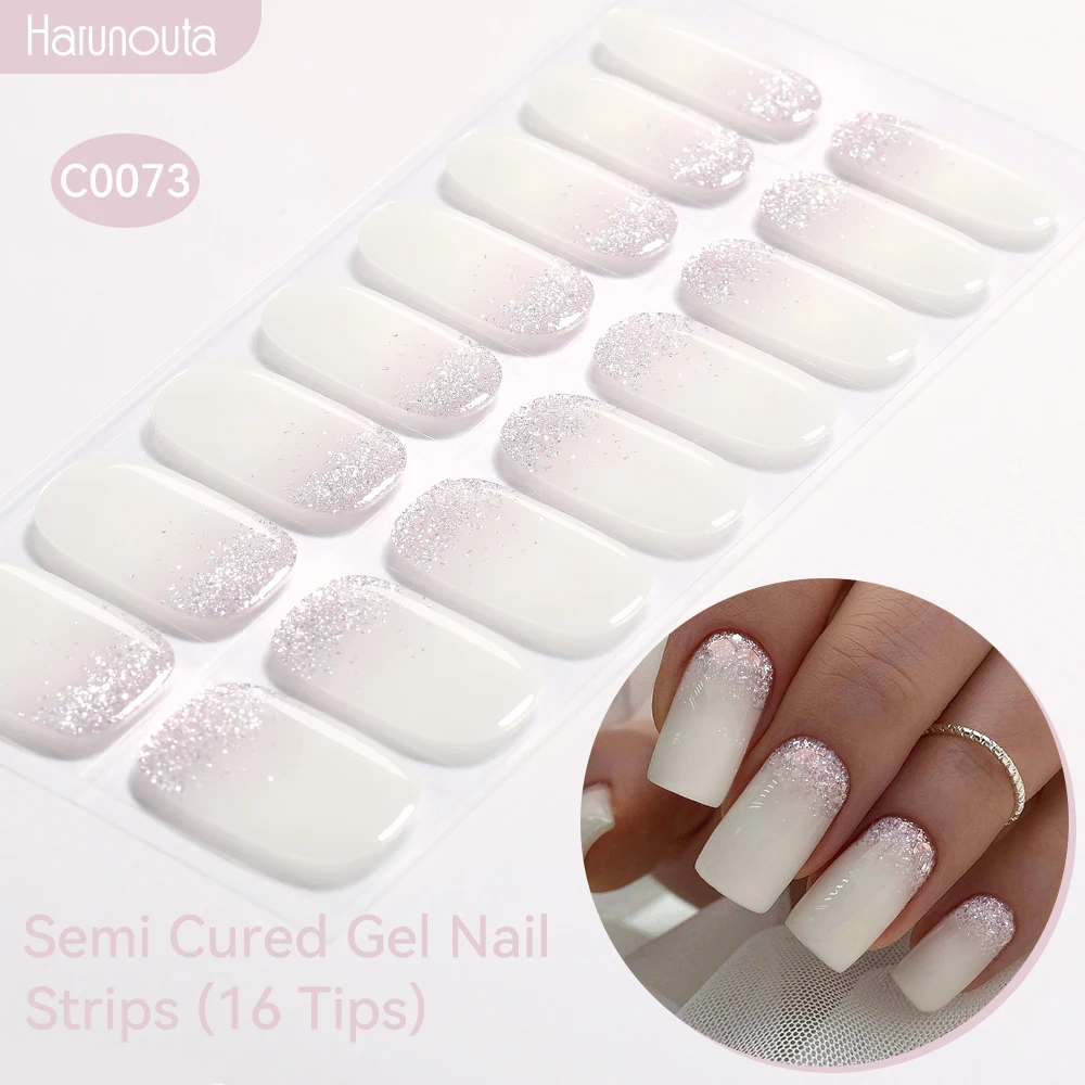 Halbgehärtete Gel-Nagelstreifen mit Farbverlauf Auroras, glitzernde, glänzende DIY-Gel-Nagellackaufkleber für Nägel, funktioniert mit UV-/LED-Nagellampen