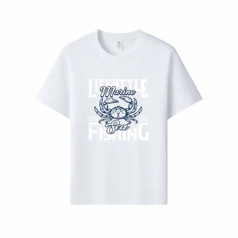 camiseta-masculina-sea-fishing-crab-estilo-nautico-retro-tecido-macio-ajuste-solto-e-confortavel