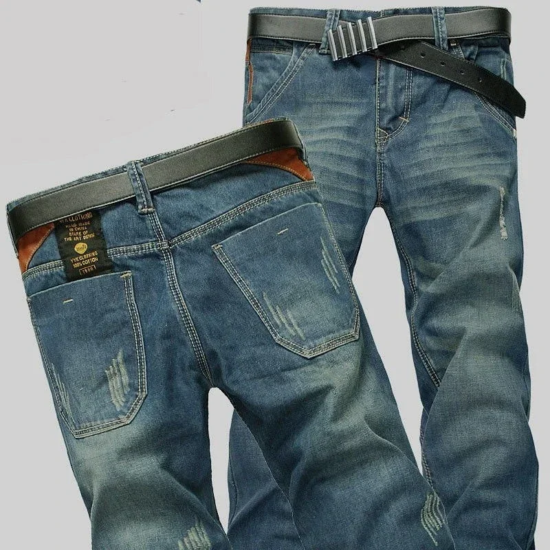 Neue männer Frühling Herbst Jeans Klassische Männliche Dünne Gerade Stretch Marke Denim Hosen Sommer Overalls Slim Fit Hosen Männer Jeans