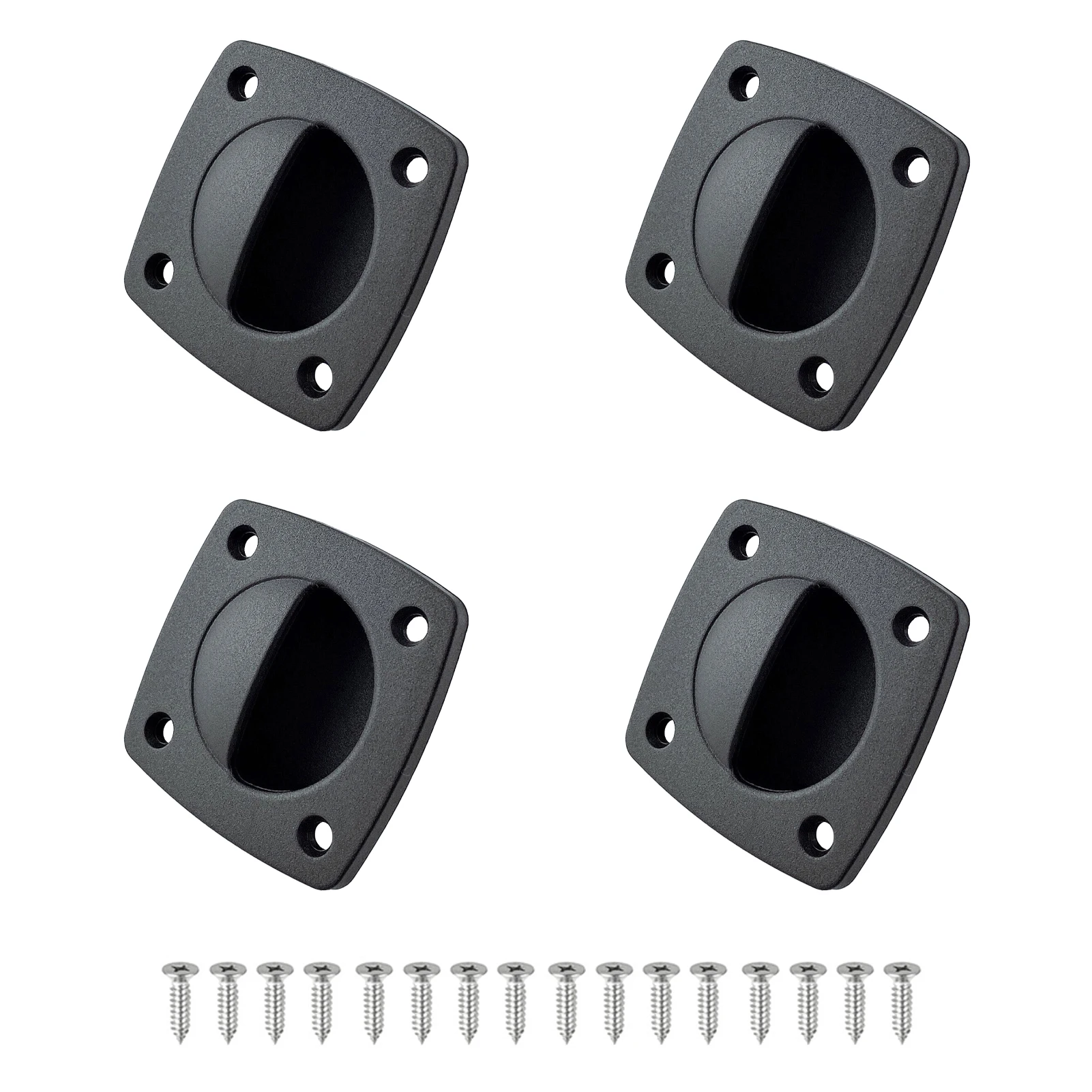 4pcs Black Nylon Accessories With Screws Home Office Boat Cabin Yacht Square Motorboat Flush Pull Closet Cabinet Recessed Handle