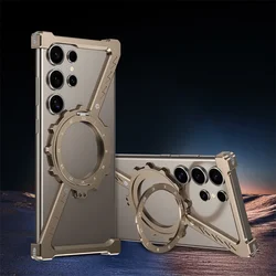 Z Shape Metal Titanium Case For Samsung Galaxy S23 S24 S25 S26 Ultra Aluminum alloy Bumper 360° Rotation Holder Phone Cover