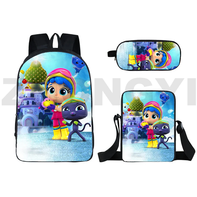 

Lovely Girls Anime True and The Rainbow Kingdom Bags 3 in 1 Quality Nylon Travel Leisure Laptop Backpacks 3D Cartoon Schoolbags