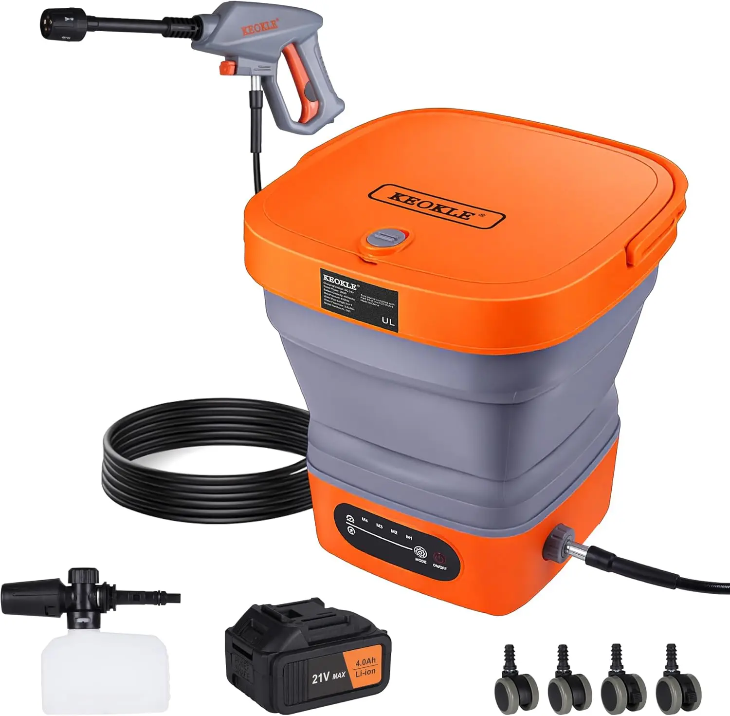 Car, Pet and Flower Watering, Cordless Electric, N/A, 750PSI with 4.5Gal Tank and 15FT Hose