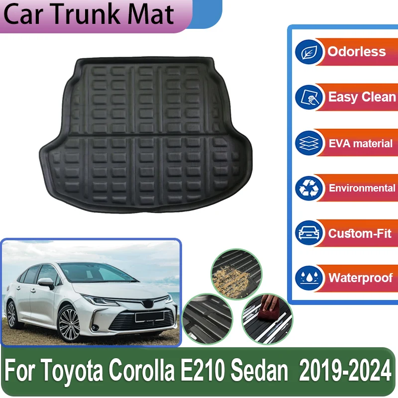 

Автомобильные противоскользящие коврики в багажник для Toyota Corolla E210 2019 ~ 2024, седан, грузовой багажник, ковер, водонепроницаемые защитные накладки из ЭВА, аксессуары