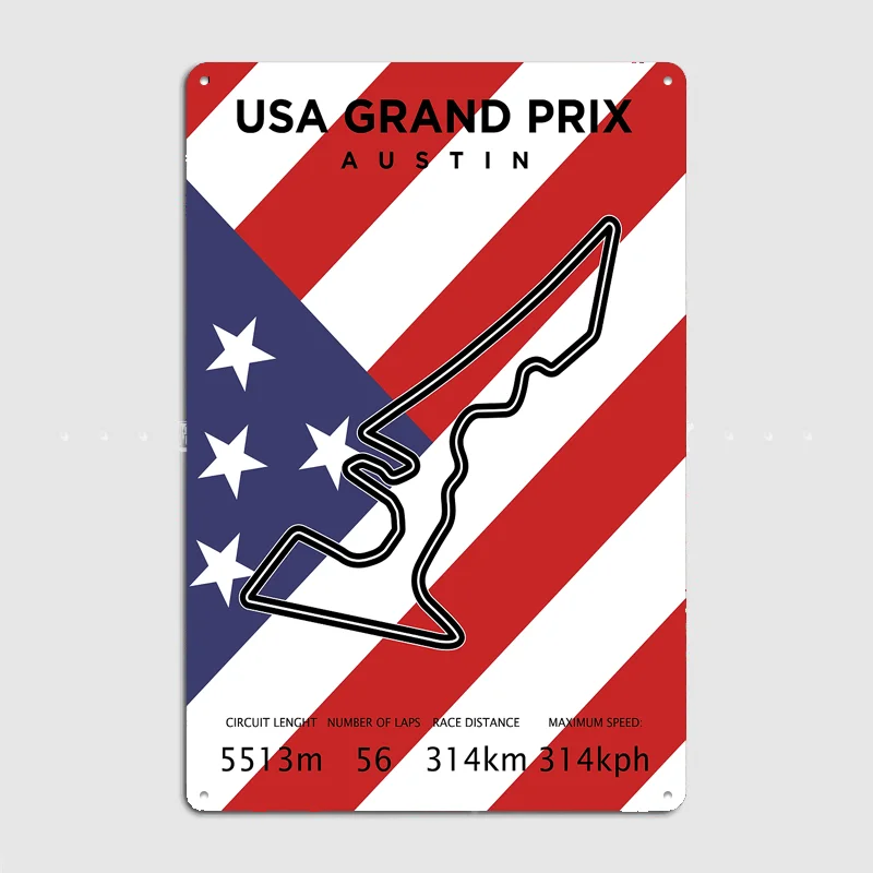 United States Grand Prix Poster Metal Sign Custom Bar Room Decoration Bedroom Indoor Decor Home Wall Decor Posters