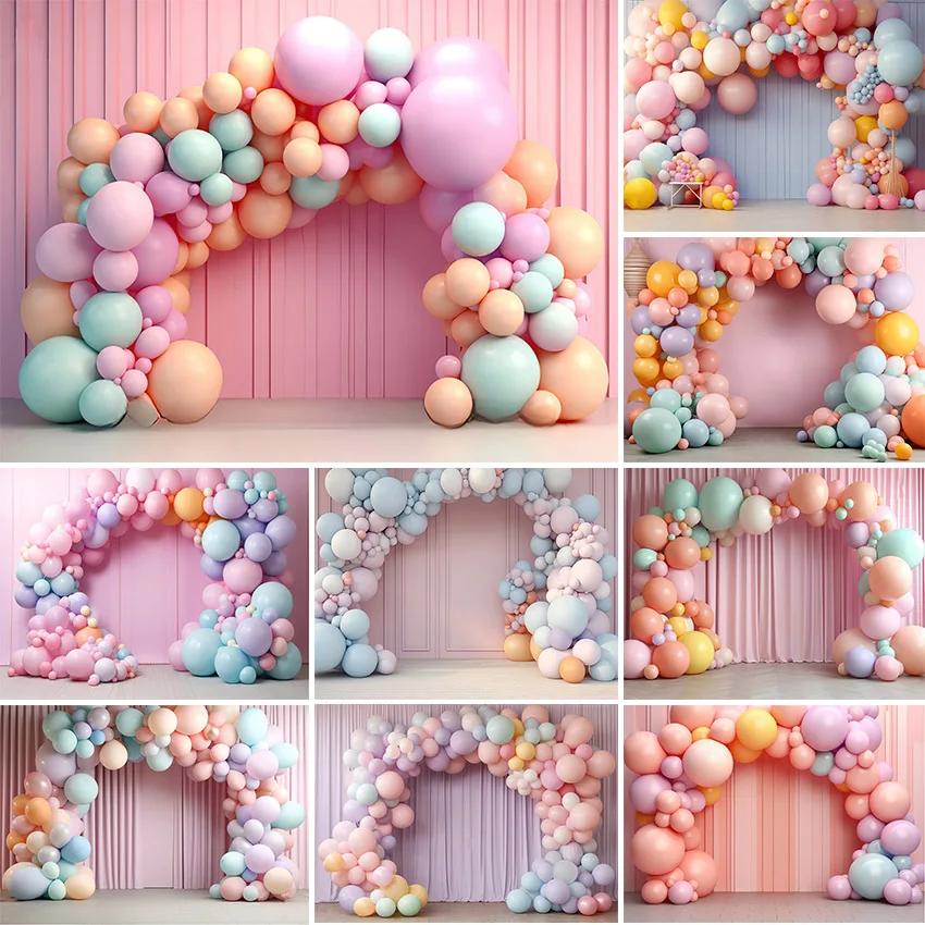 

Avezano Colorful Balloons Backdrop Girl Birthday Cake Smash Decor Photography Background Portrait Photo Backdrop Photocall Props