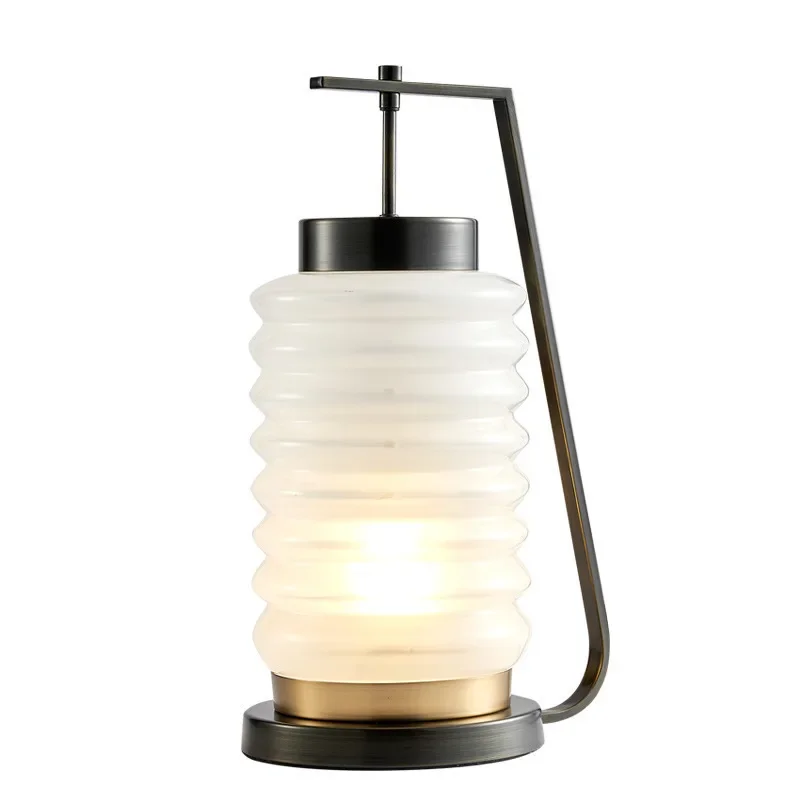 

New Chinese creative postmodern light luxury glass living room decorative table lamp