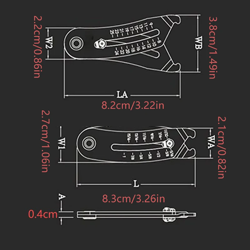 Precise Thread Size Checker Keychain Portable Caliper Gauge Metric/Imperial Hexagonal Nut Screw Thread Size Manual Measure Tools