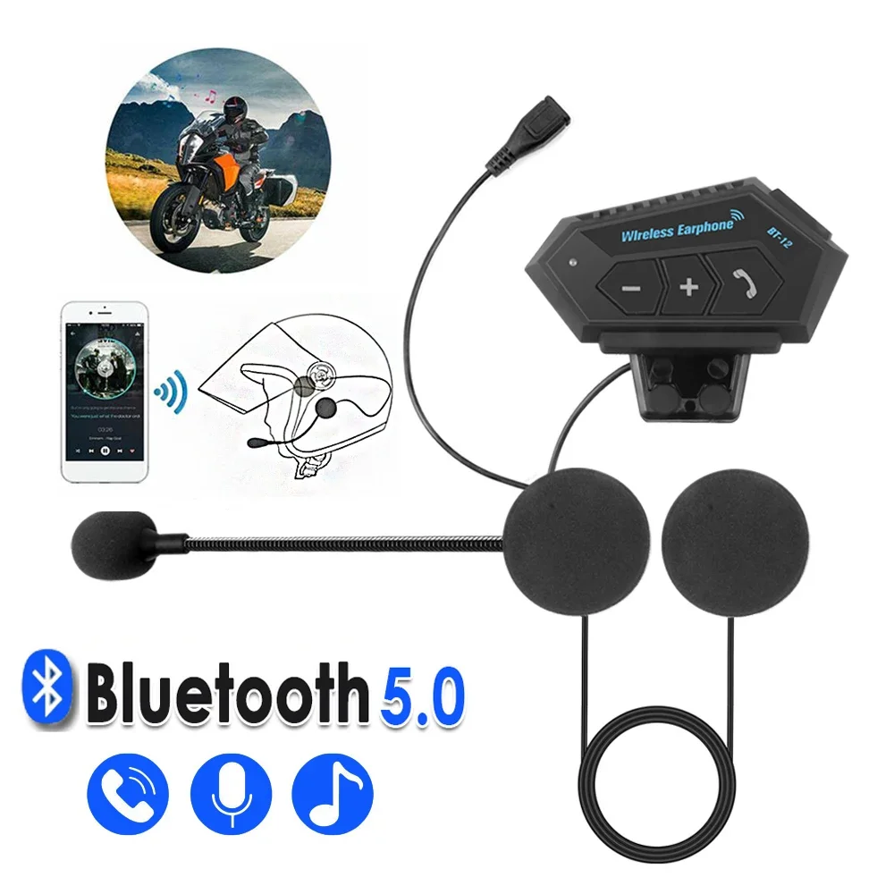 

Motorcycle BT Helmet Headset Wireless Hands-free call Kit Stereo Anti-interference Waterproof Music Player Speaker