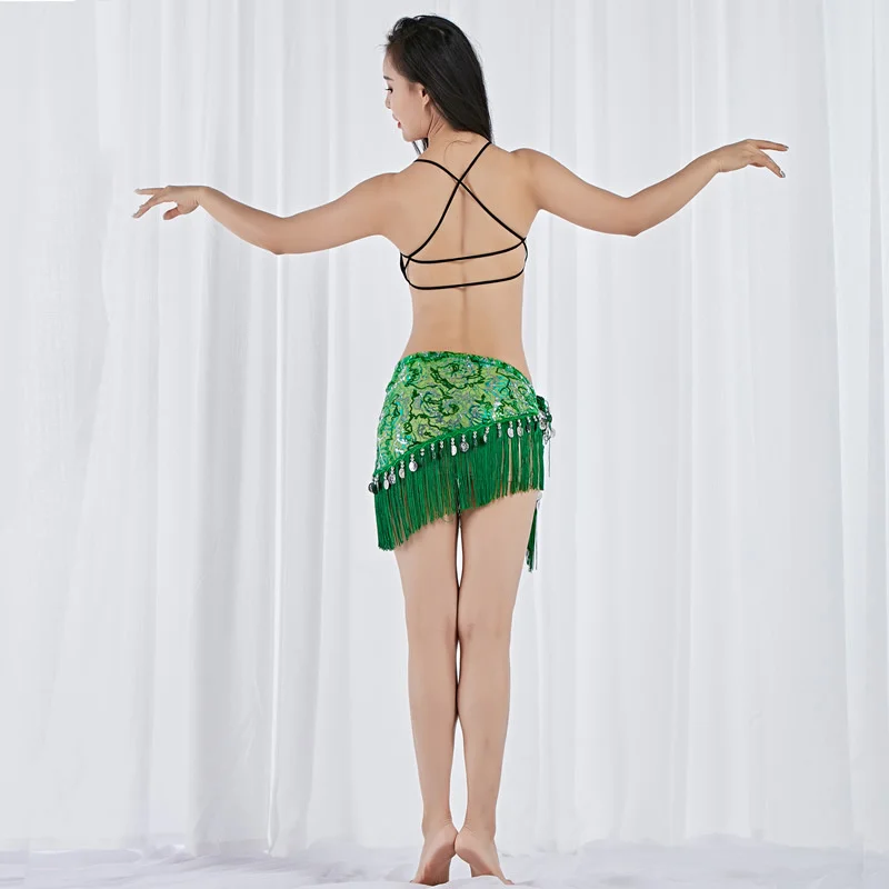 Female Belly Dance Hip Towel Waist Wrap Belt Women Oriental Dancing Hip Scarf Skirt Practice Lesson Wear Decor Costume Outfits