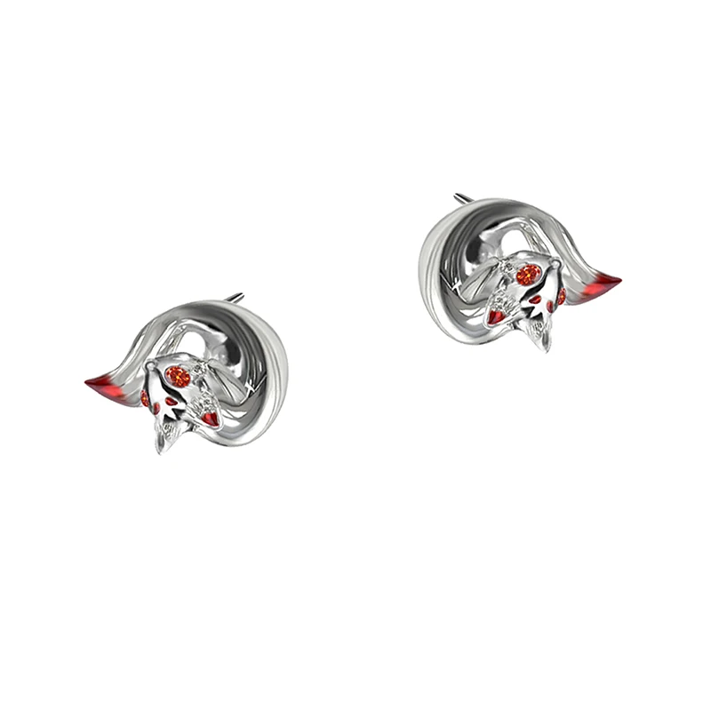 MASW Original Design Lovely Style High Quality Brass Thick Silver Plated Red Fox Clip Earrings For Women Girl Gift Trend Jewelry