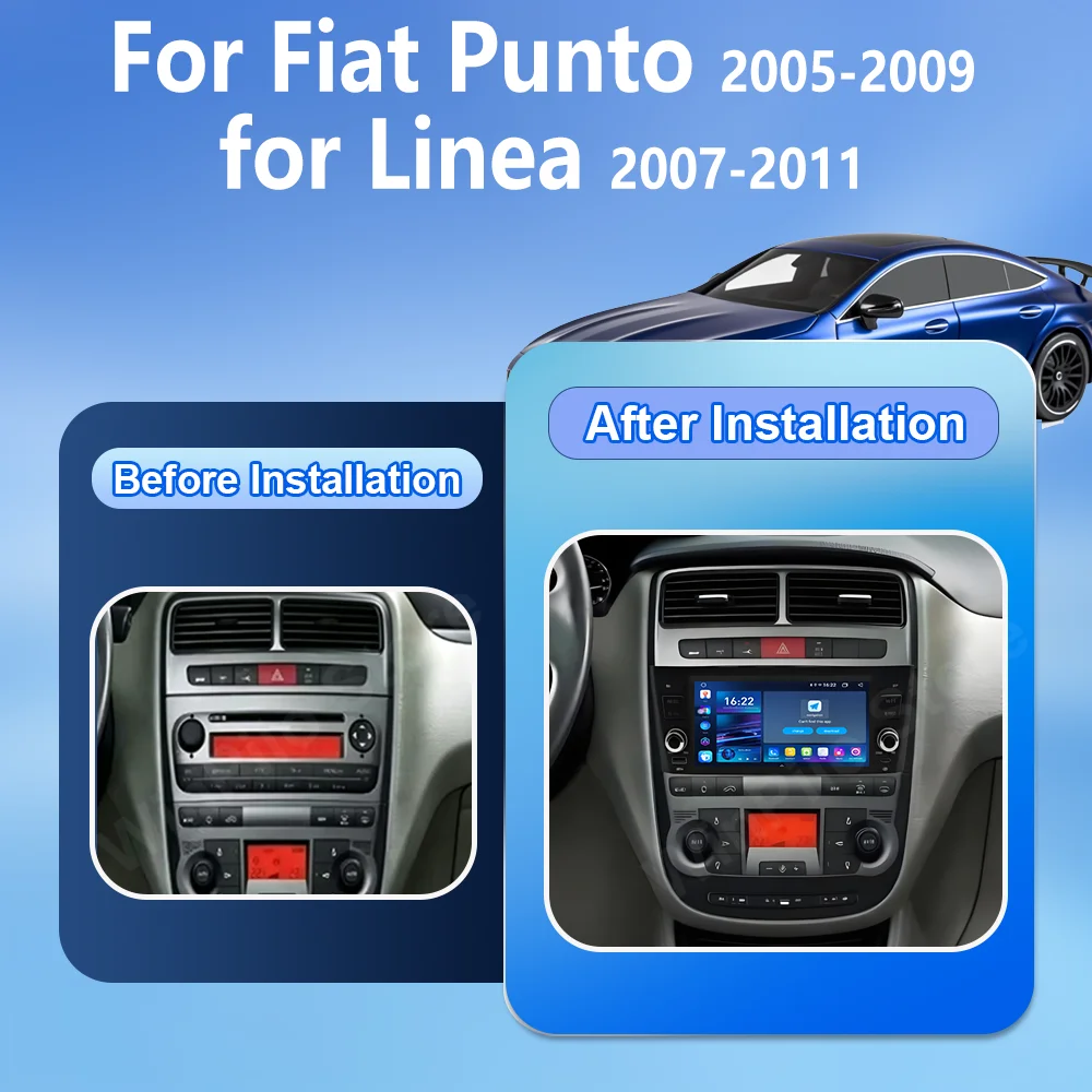 Android 16 for Fiat Punto 2005-2009 for Linea 2007 2008 2009 2010 2011 Car Carplay Multimedia Player Radio Stereo GPS Navigation