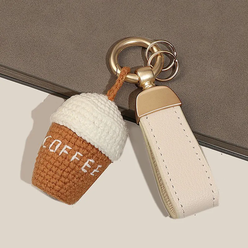 

Handmade Woven Cute Mini Coffee Cup Charms Suitable for Bags Women's Handbags, Shoulder Bags, Handmade Weaving Keychain