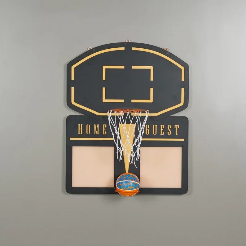 

ej-Basketball Hoop Wall Decor Indoor Basketball Game for Adults Kids Metal Wood Wall Art Decor for Game Room Home Office Decor！