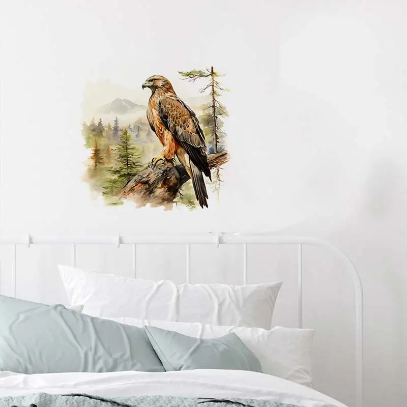 Hawk Watercolor Wall Sticker Art Mural Living Room Bedroom Cabinet Decoration Home Decor Animal Stickers S279