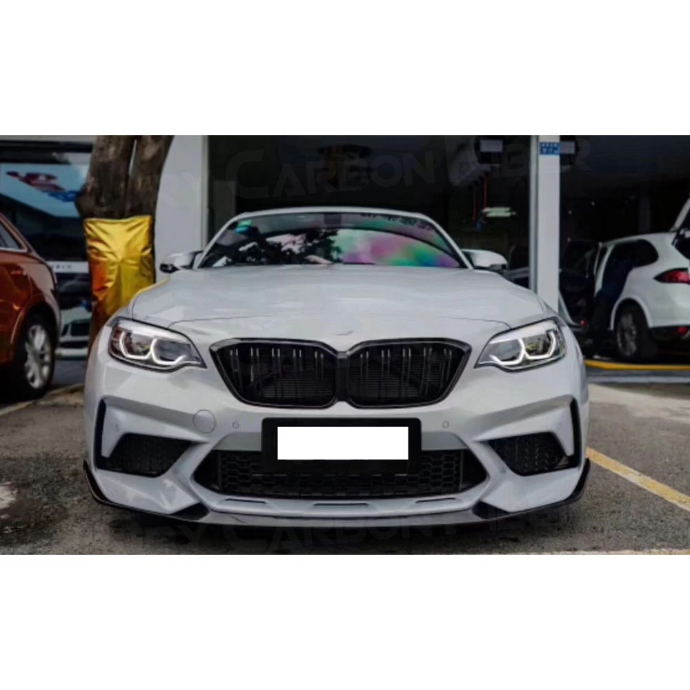 ألياف الكربون الجافة الجبهة الشفاه الذقن المفسد المئزر لسيارات BMW F87 M2C M2 المنافسة 2018 - 2019 MP نمط واقي حماية سيارة التصميم