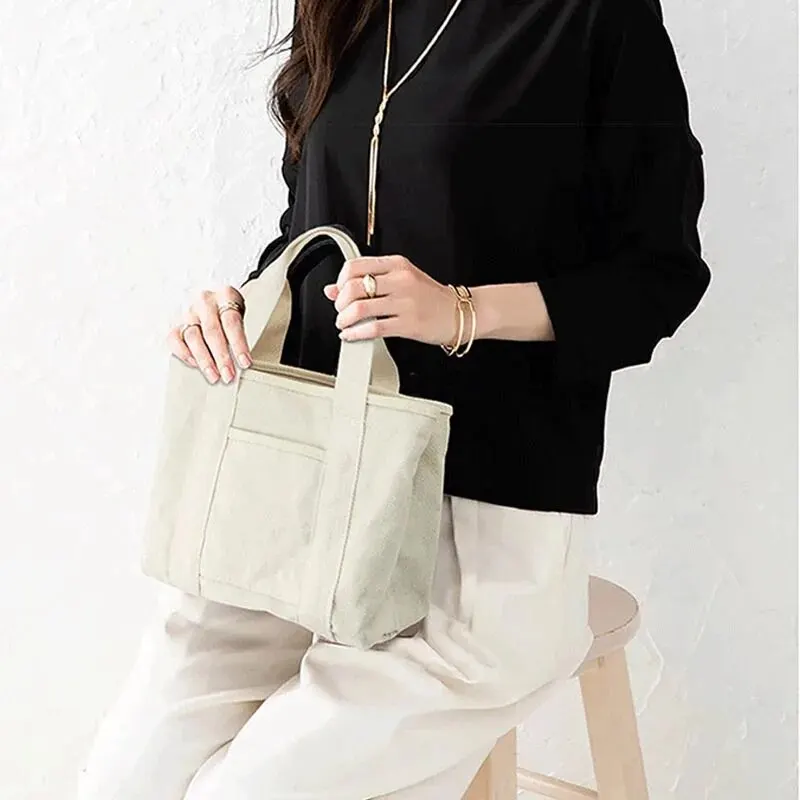 Canvas Handbag Shoulder Back Organizer Classification Large Capacity Multifunctional Casual Tote Bag