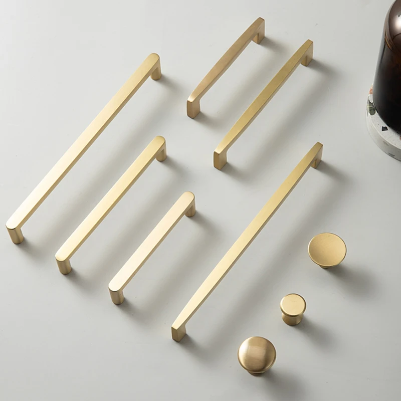 

Solid Brass Cabinet Handle Drawer Wardrobe Pulls Cupboard Handles Dresser Knob Brass Furniture Long Handle Cocina Accesorio