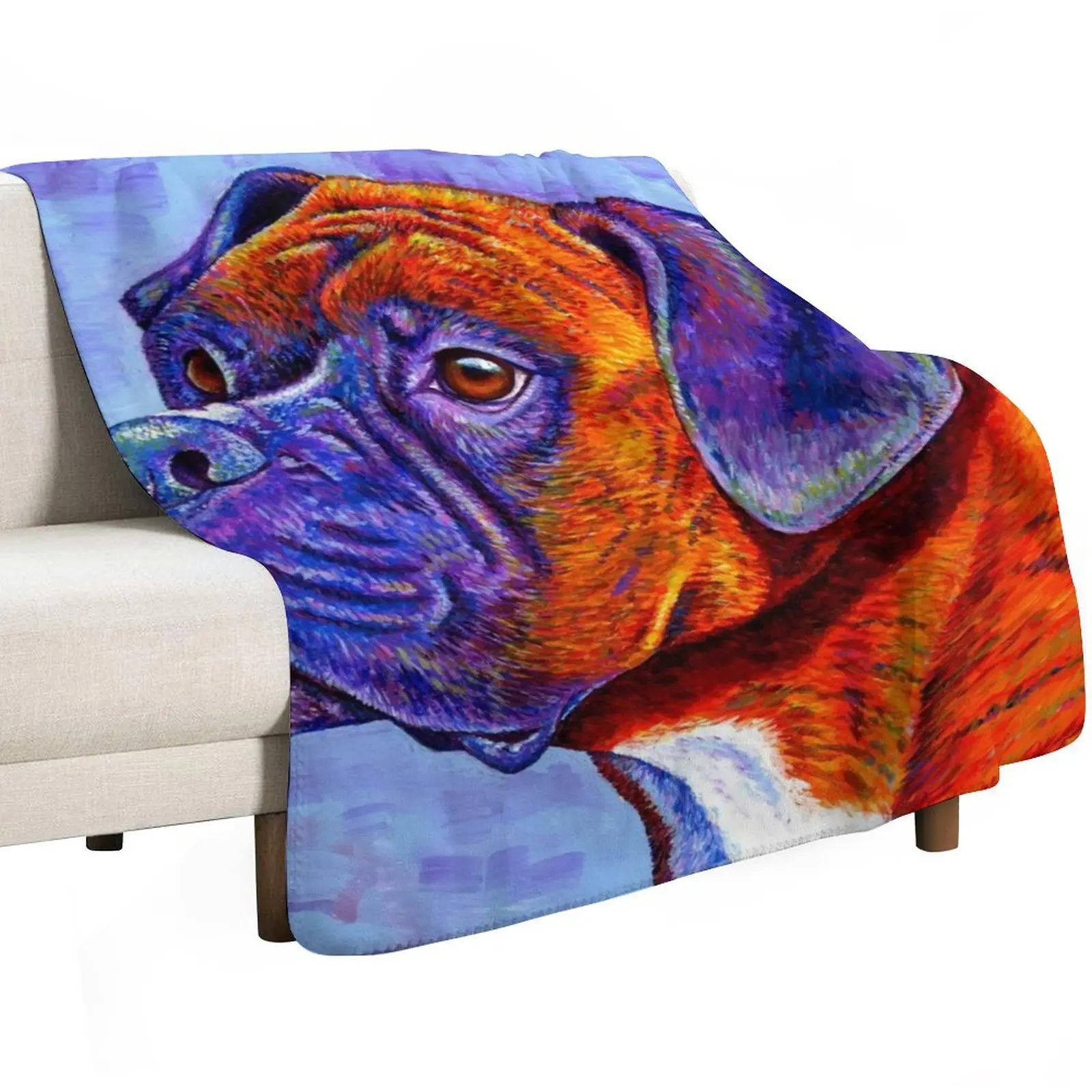 Devoted Guardian - Colorful Brindle Boxer Dog Throw Blanket Fashion Sofas Stuffeds Nap wednesday For Baby Blankets