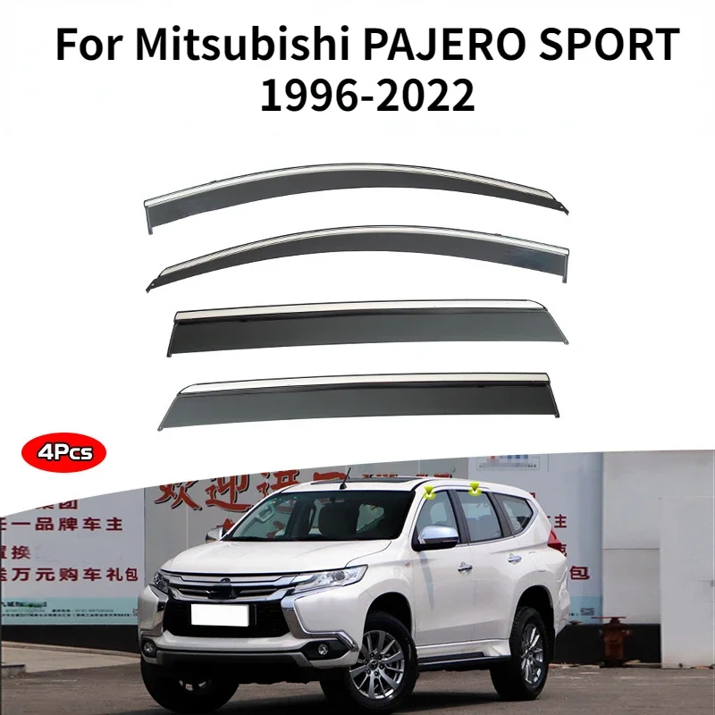 Window Visor for Mitsubishi PAJERO SPORT 1999-2022 Accessories DOOR VISOR Window Weather Guard  Visor Vent Shades Bright Strip