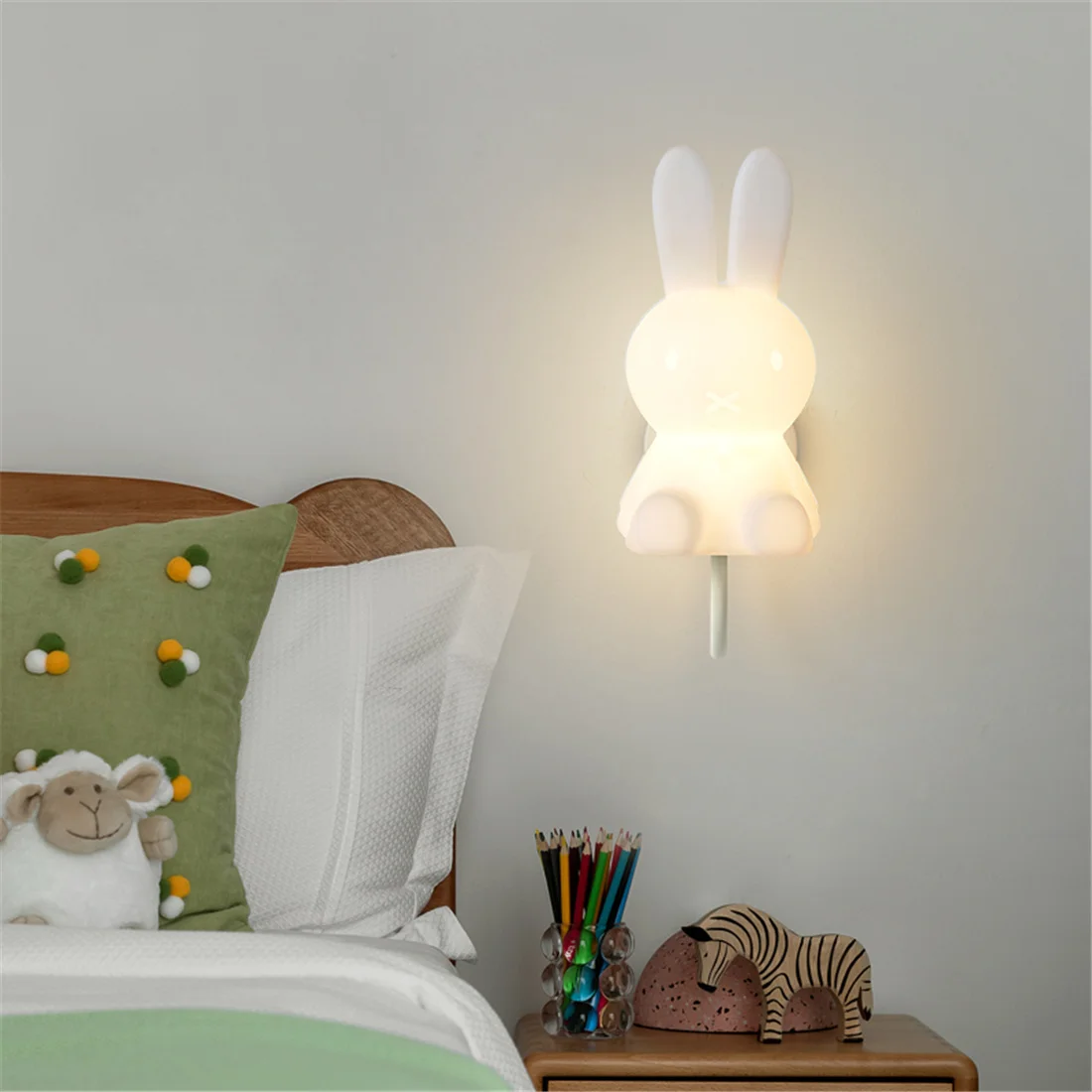 Cartoon Rabbit Kids Bedroom Led Wall Lamp Home Decoration Corridor Stairs Bedside Living Room Sconces Baby Sleeping Night Lights