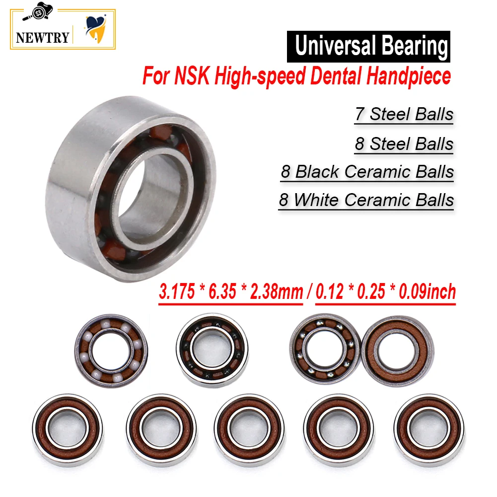 10Pcs Universal Bearing NSK High Speed Dental Handpiece 5 Types Air Turbine Torque Ceramic Balls Spare Parts 3.175x6.35x2.38mm