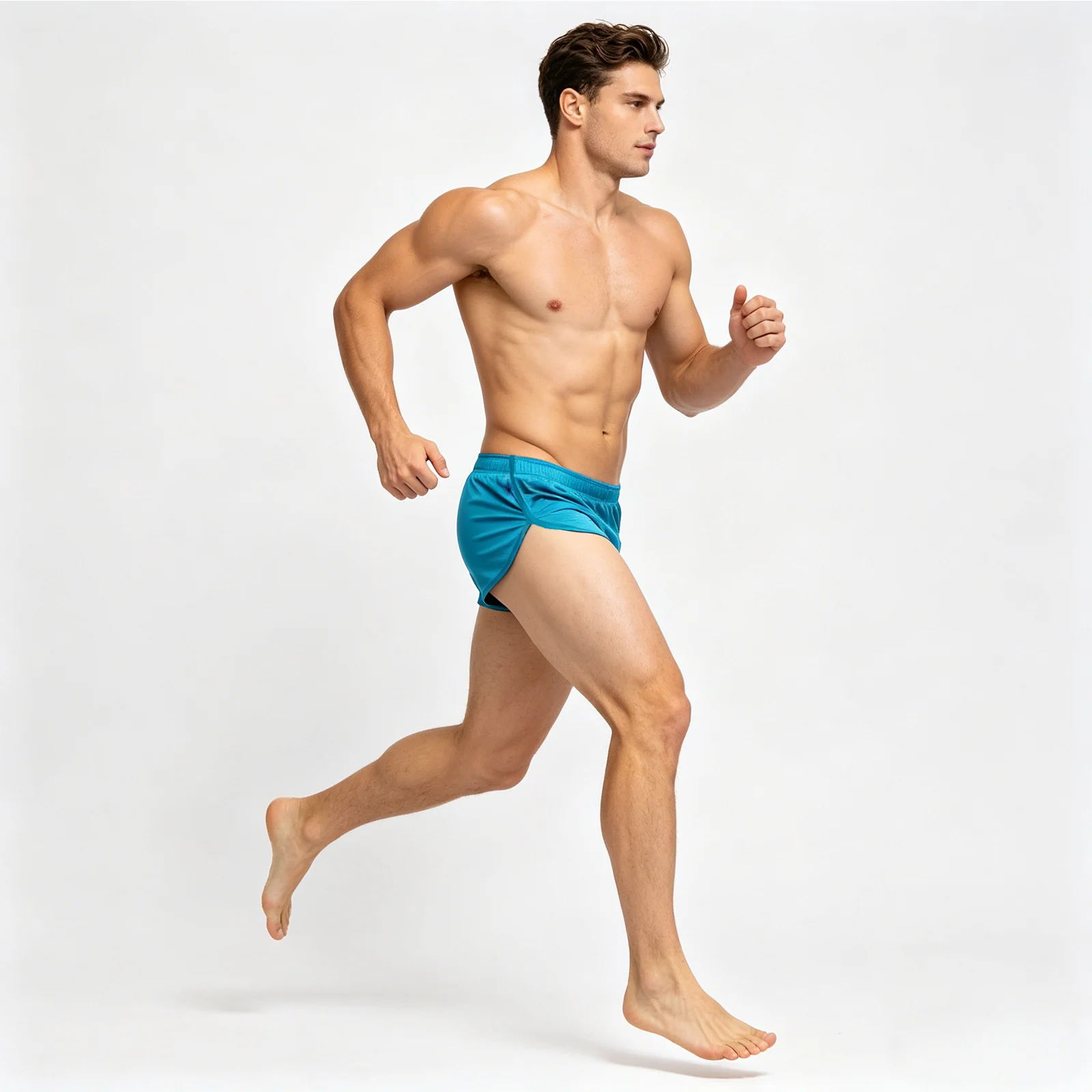 Luxuriöse Herren Schnelltrocknende Satin-Laufshorts mit Niedriger Taille und Seitenschlitz für Fitness, Workout, Sporttraining und Jogging – Detail 1