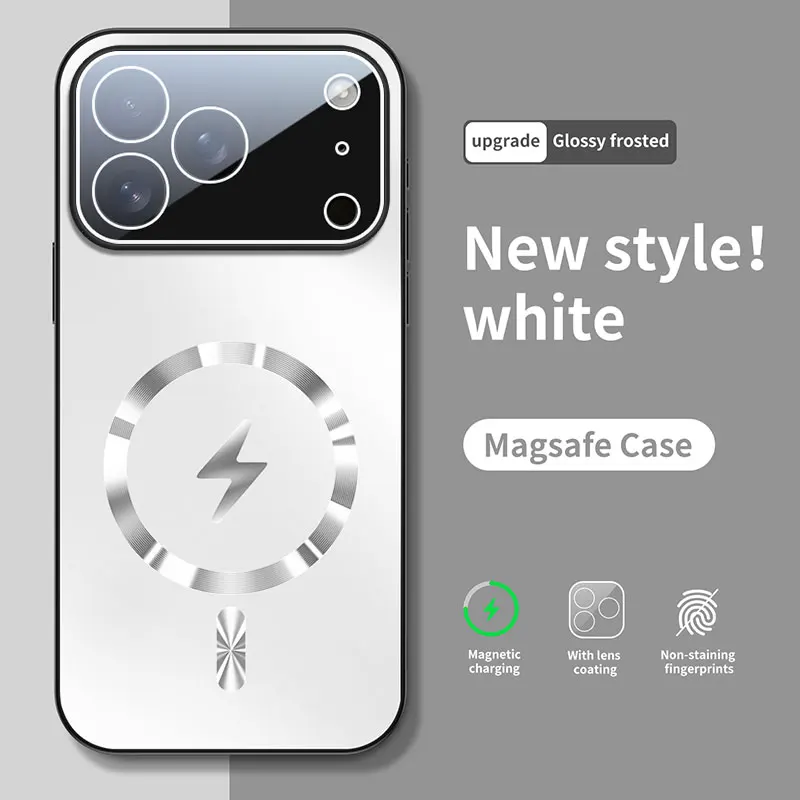럭셔리 AG 매트 글래스 마그네틱 폰 케이스 아이폰 17 프로 맥스 에어 16 15 14 프로용 맥세이프 무선 충전 커버 액세서리