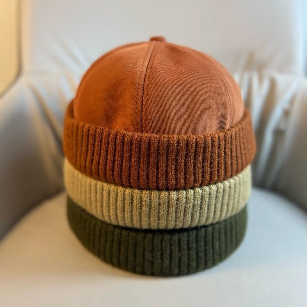 Herbst- und Wintermütze aus Melonenfell, modischer randloser Matrosenhut, lässiger modischer Straßenhut für Herren und Damen – Detail 1