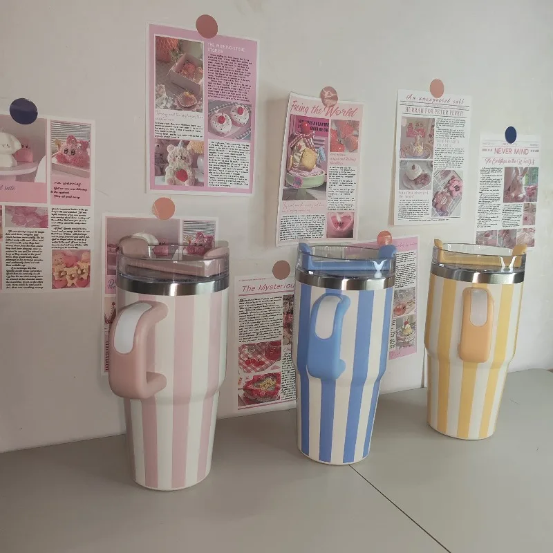 

2.0 stainless steel thermos cup with handle and straw, travel compatible cup holder water bottles hydro flask flask thermos