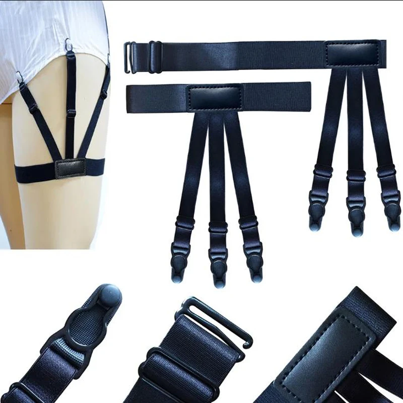 

Men's Shirt Stays Garters Belts Adjustable Elastic Shirt Holder Straps Keep Shirt Tucked In Non-Slip Leg Suspenders 2pcs/Set