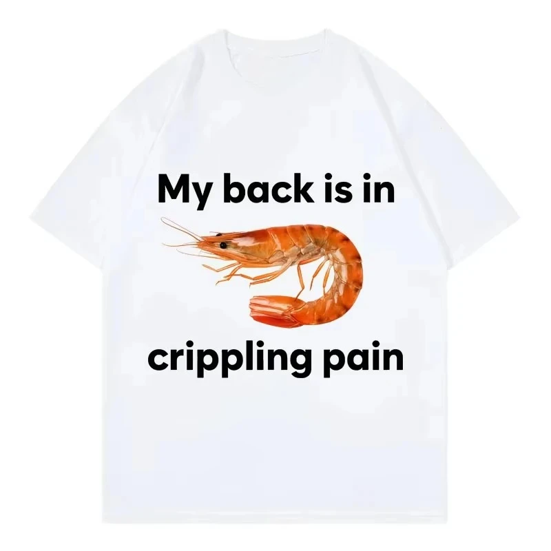 Funny My Back Is in Crippling Pain Shrimp Meme Crewneck T Shirt Fashion T-shirt Women Casual T-shirts Women Clothing
