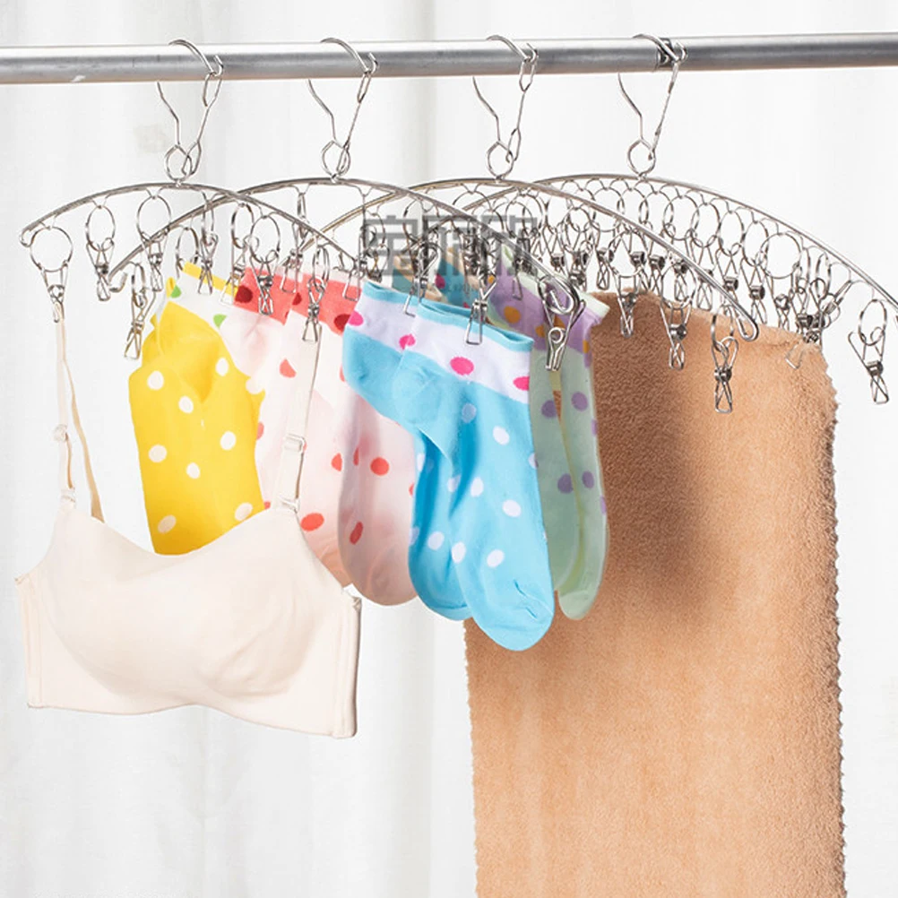 

3 Pcs Sock Drying Rack Hat Hanger Clips Stainless Steel 6 8 10 Clips Clothes ganizer Laundry Drying Rack Furniture Parts