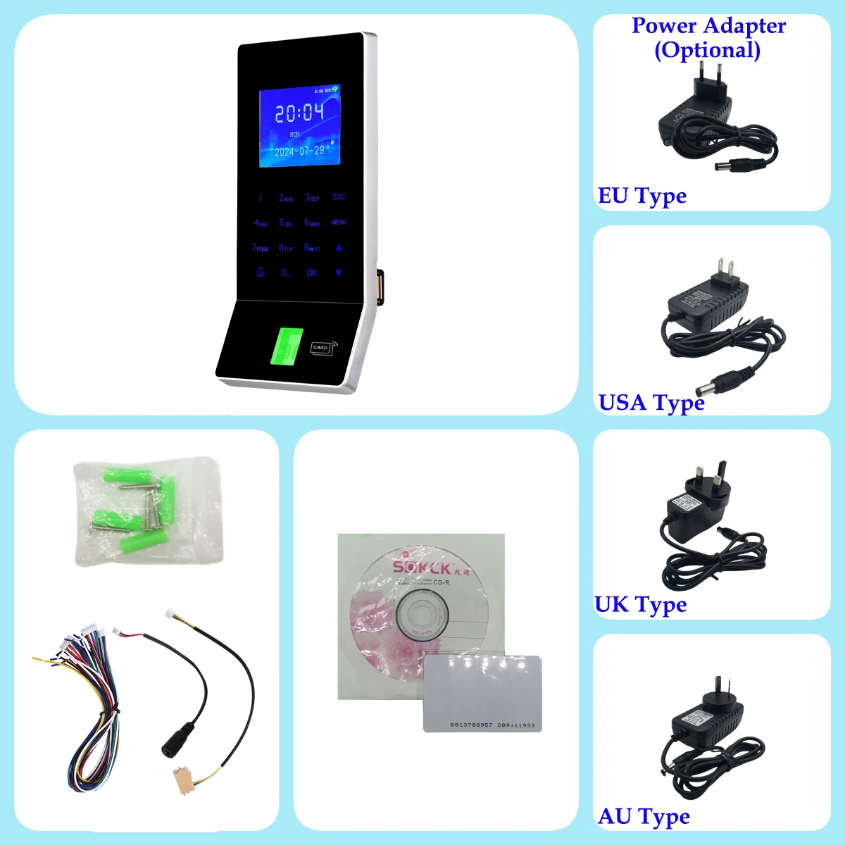 Imagem -04 - Gravadores de Tempo de Atendimento com Impressão Digital Wi-fi Máquina de Tempo para Funcionários Dispositivo de Sistema de Controle de Acesso para Fechadura de Porta de Dedo e Cartão