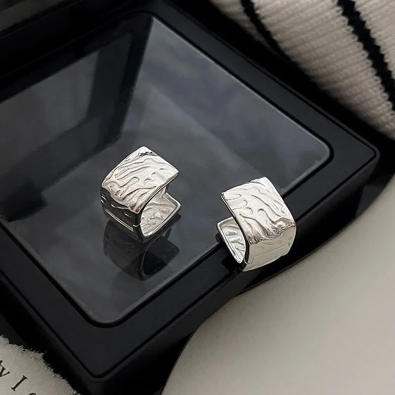 925 Silver Needle Square Hoop Earrings for Women ExquisiteGeometric Huggies pulseras mujer eh1130