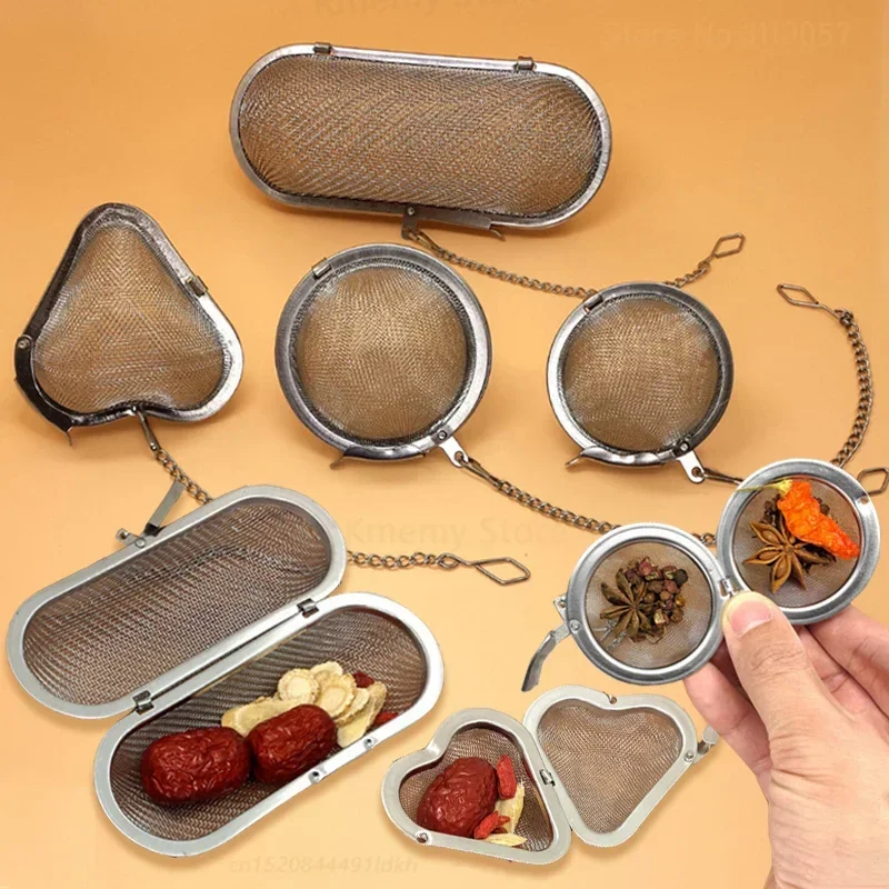 

Oval Heart Sphere Shape Spice Seasoning Tea Strainer with Chain Stainless Steel Mesh Ball Tea Coffee Filter Basket Infuser Tools