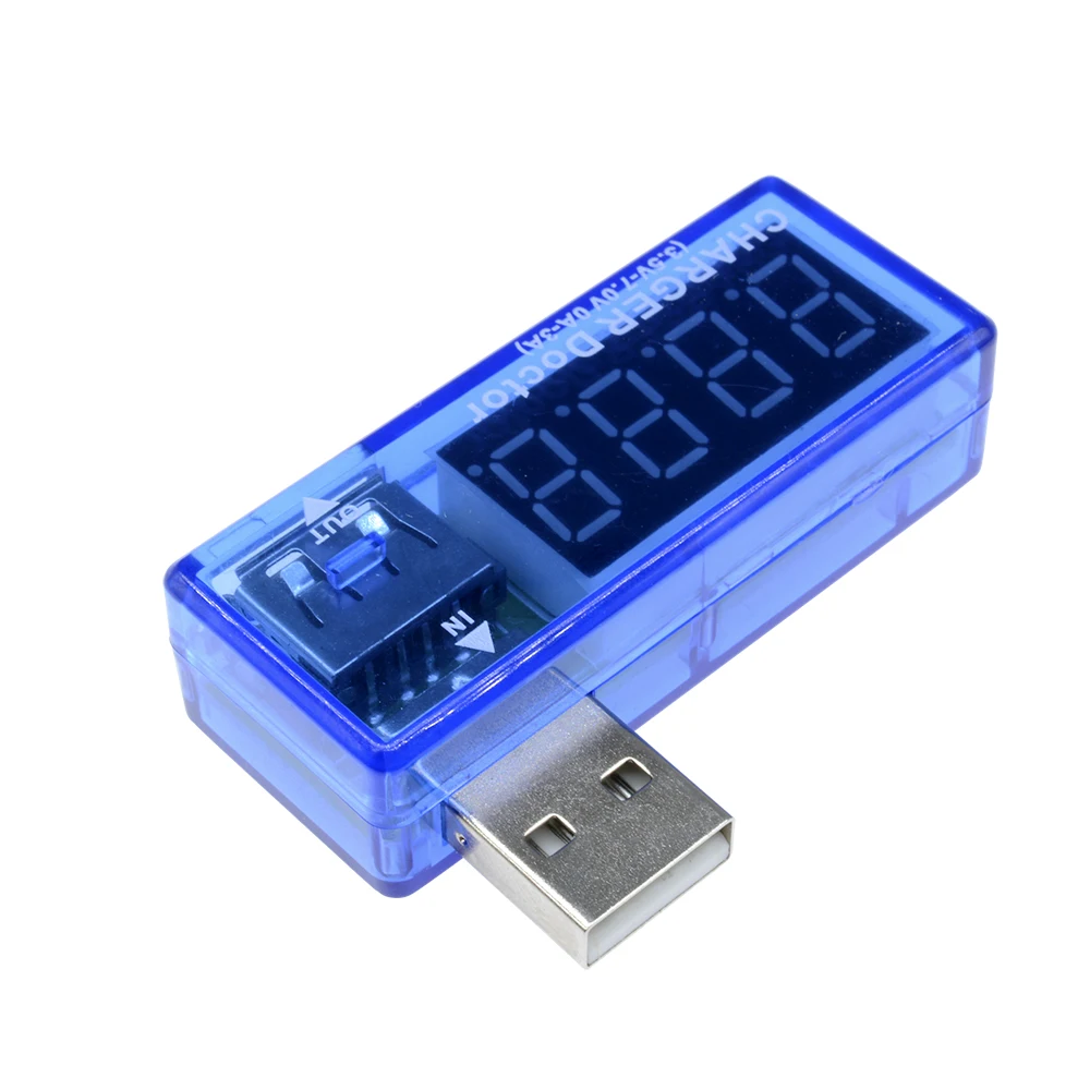 Digital USB Mobile Power Charging Current Voltage Tester Meter Mini USB Charger Doctor Voltmeter Ammeter Turn Transparent