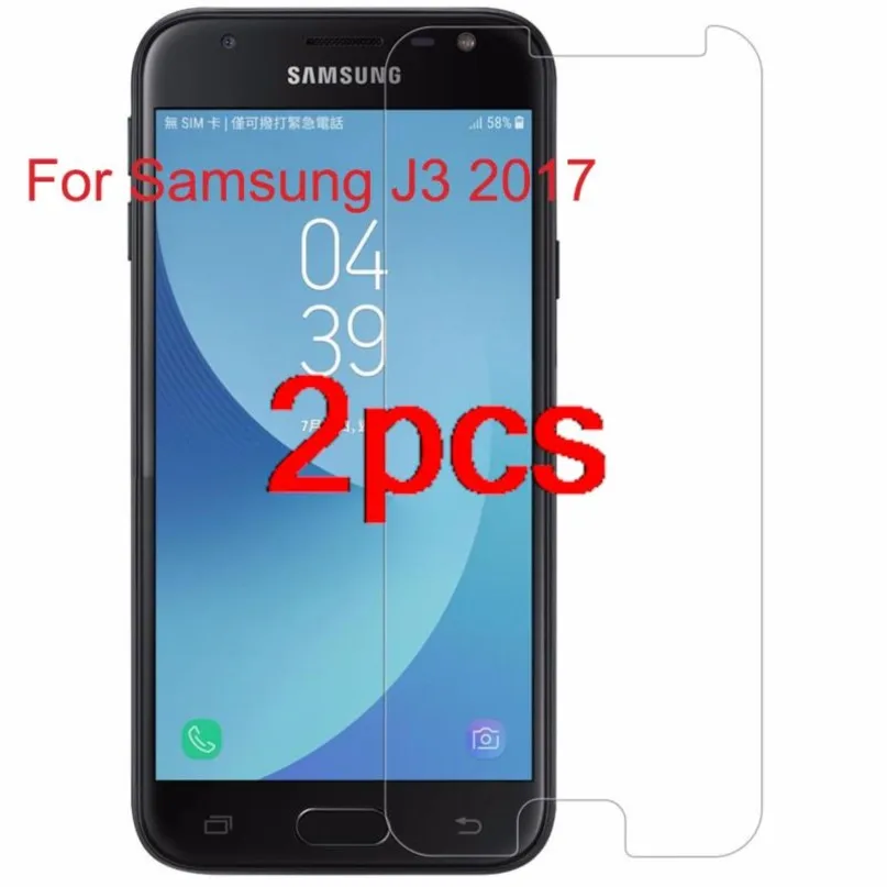 2pcs front tempered glass on for samsung galaxy j3 2017 screen protector for samsung galaxy j3 2017 j330f j330 eurasia edition